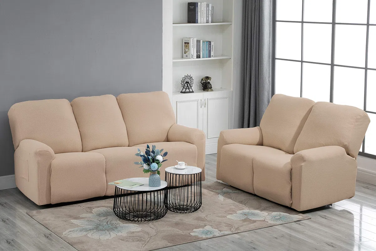 TIANSHU Housse Fauteuil Relax Jacquard Housse Canapé Relax Extensible Housse de Canapé Relax 1 Place (Sable)