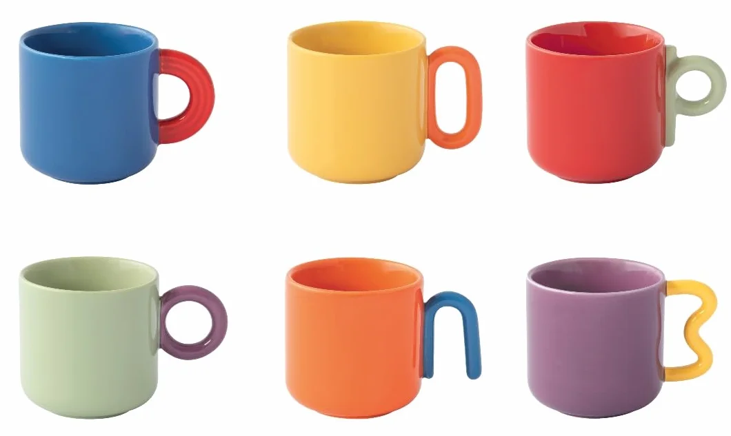 COFFRET 6 TASSES A CAFE 10 CL EN PORCELAINE CREATIVE COLOREE