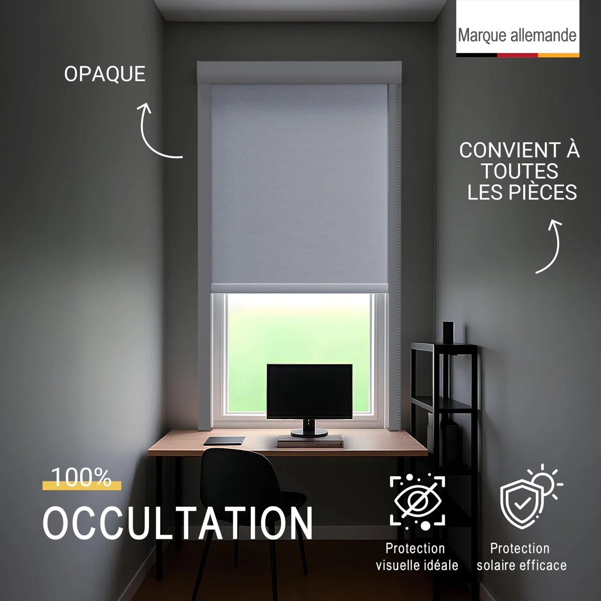 Sol Royal Store Cassette K24 Store occultant Isolant - 70x175cm - Blanc - avec Cadre Complet - Montage sans perçage