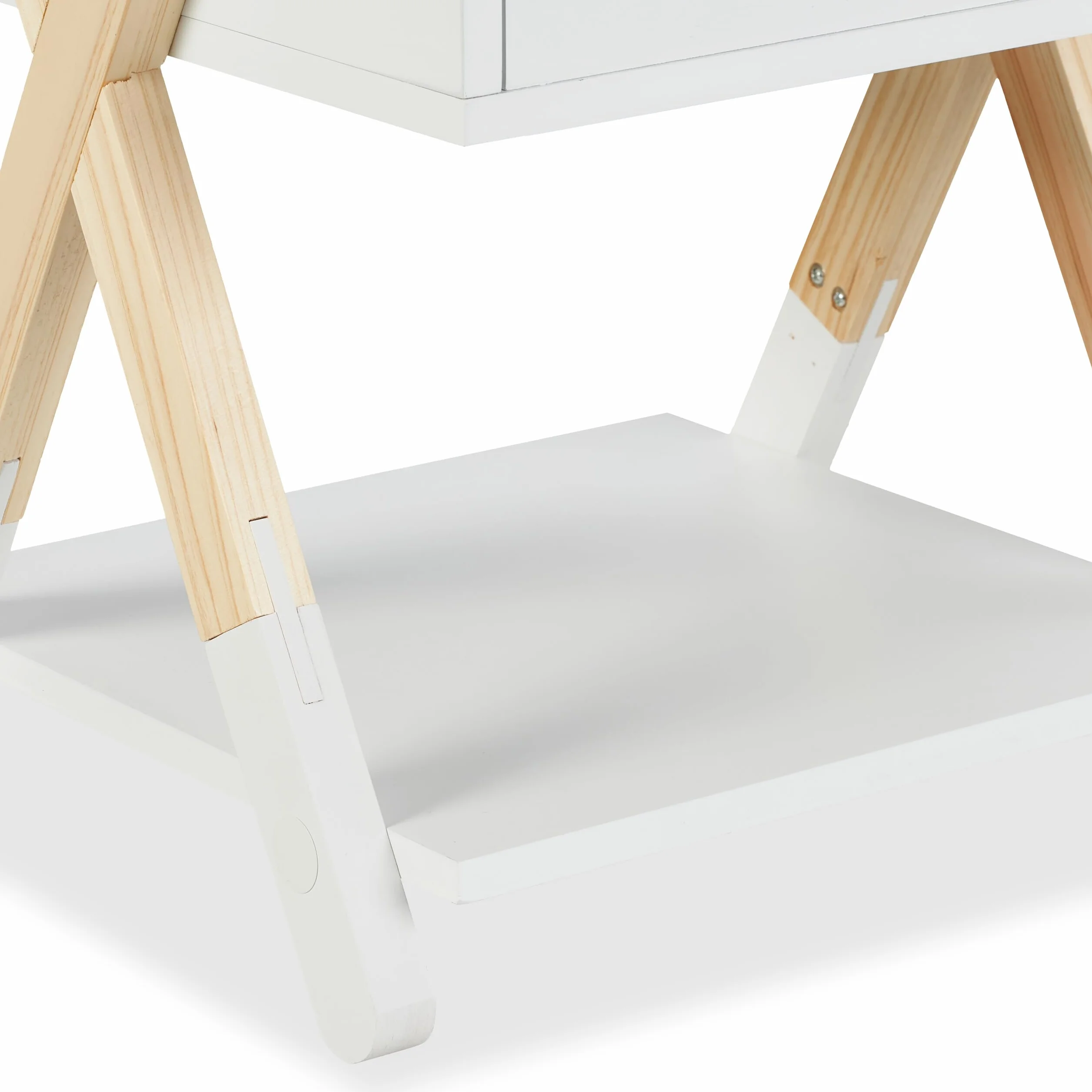 Relaxdays Table de Chevet, pour Votre Bout de Chou, Bois de pin & MDF, H x L x P : env. 42 x 34 x 32 cm, Blanc et Nature