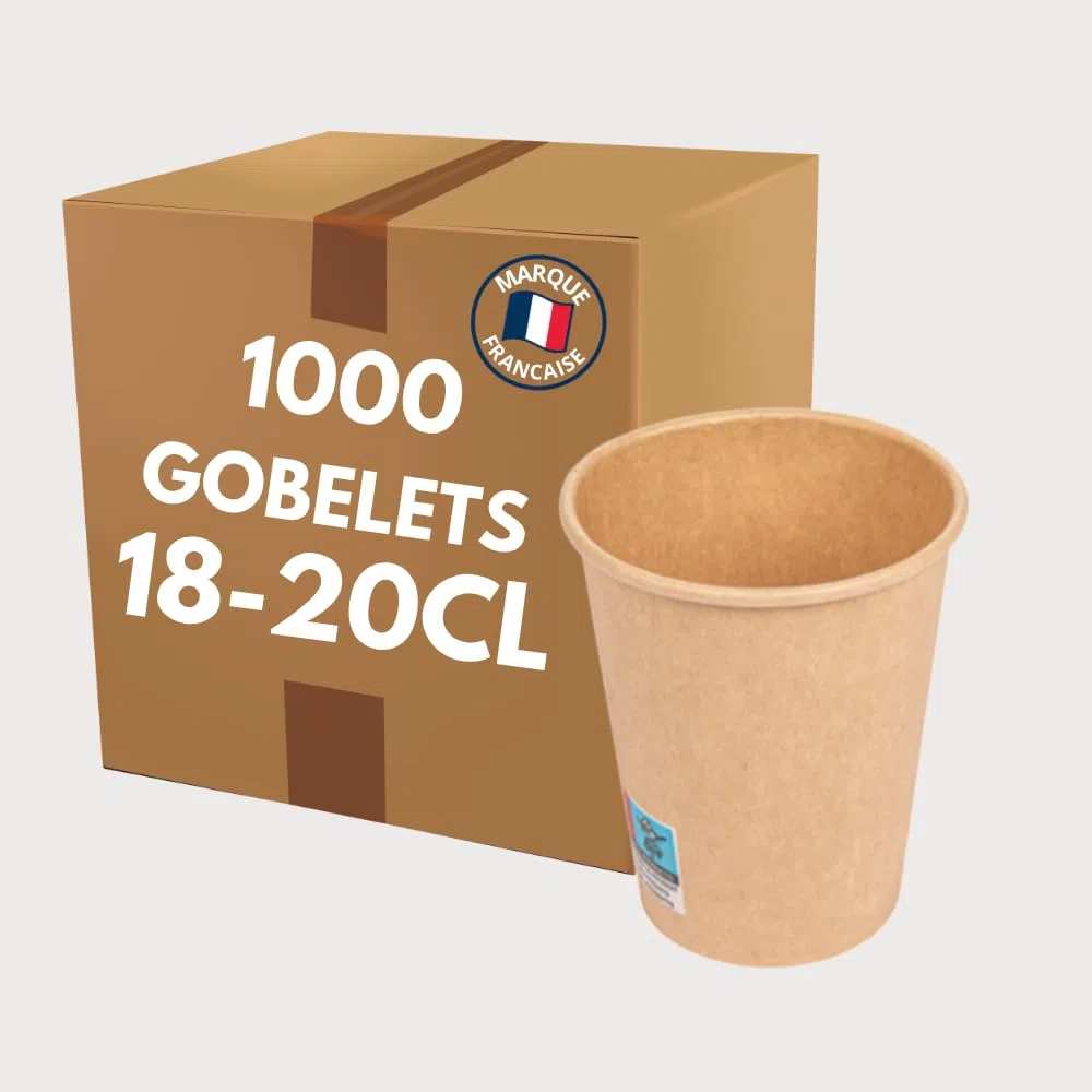 COVR Gobelets kraft 18cl - 6oz / 1000 unités, Recyclables, Boisson Chaude et Boisson Froide, Solide et Bonne Prise en Main, Résistant