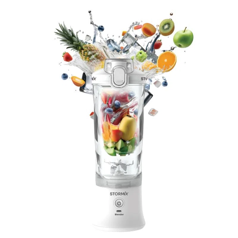 STORMIX BLENDER – Blender Portable Sans Fil – 6 Lames Acier Inoxydable – 150W Puissant & Rapide – Smoothies, Shakers, Glace Pilée – 600ml – USB-C Rechargeable – Auto-Nettoyage – Design Élégant