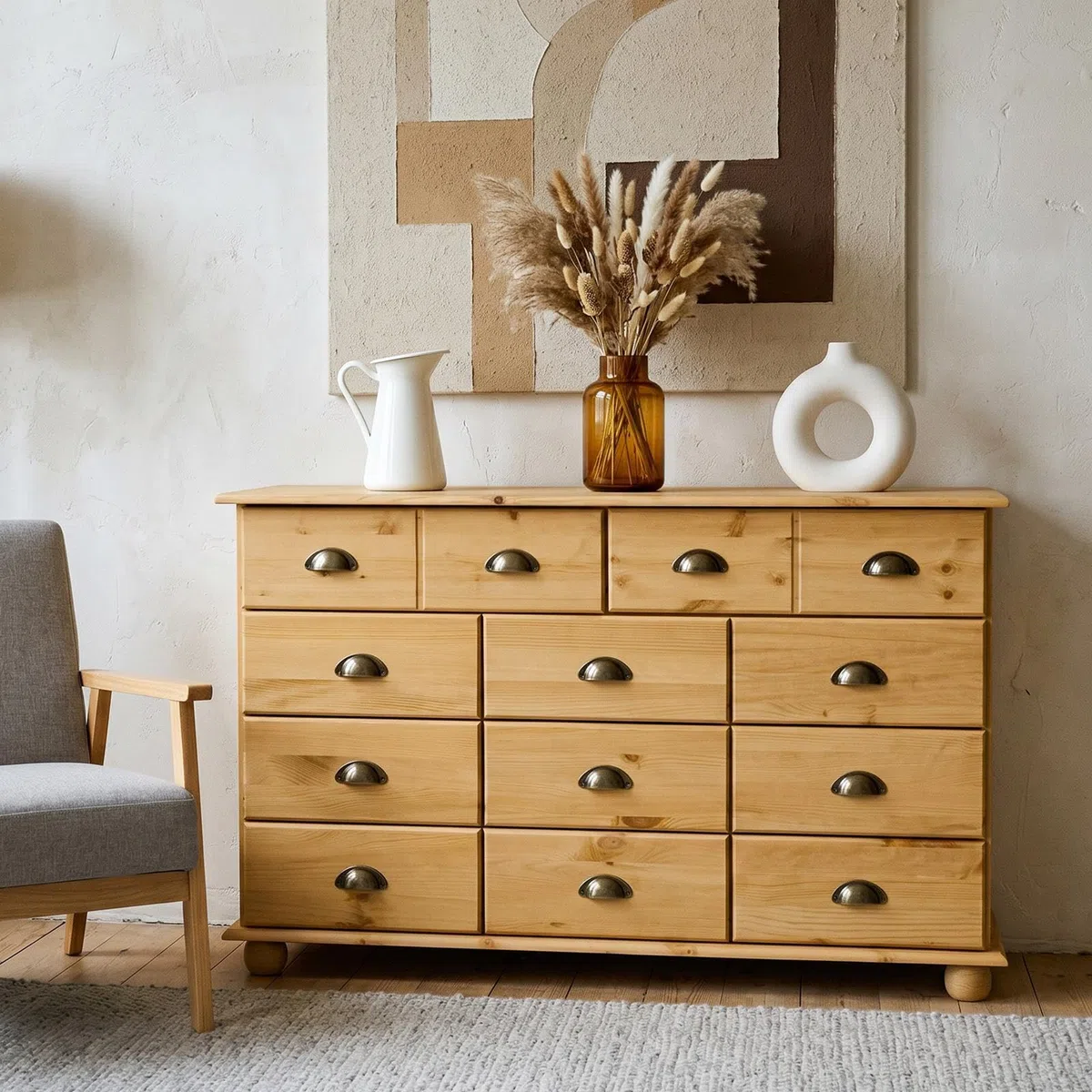 IDIMEX Commode Colmar chiffonnier apothicaire Rangement avec 11 tiroirs en pin Massif Finition teintée/cirée
